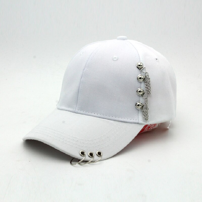 Dad Hat Piercing Ring Baseball Cap Punk Hip Hop Caps Cotton Adult Casual Solid Adjustable Unisex caps: white