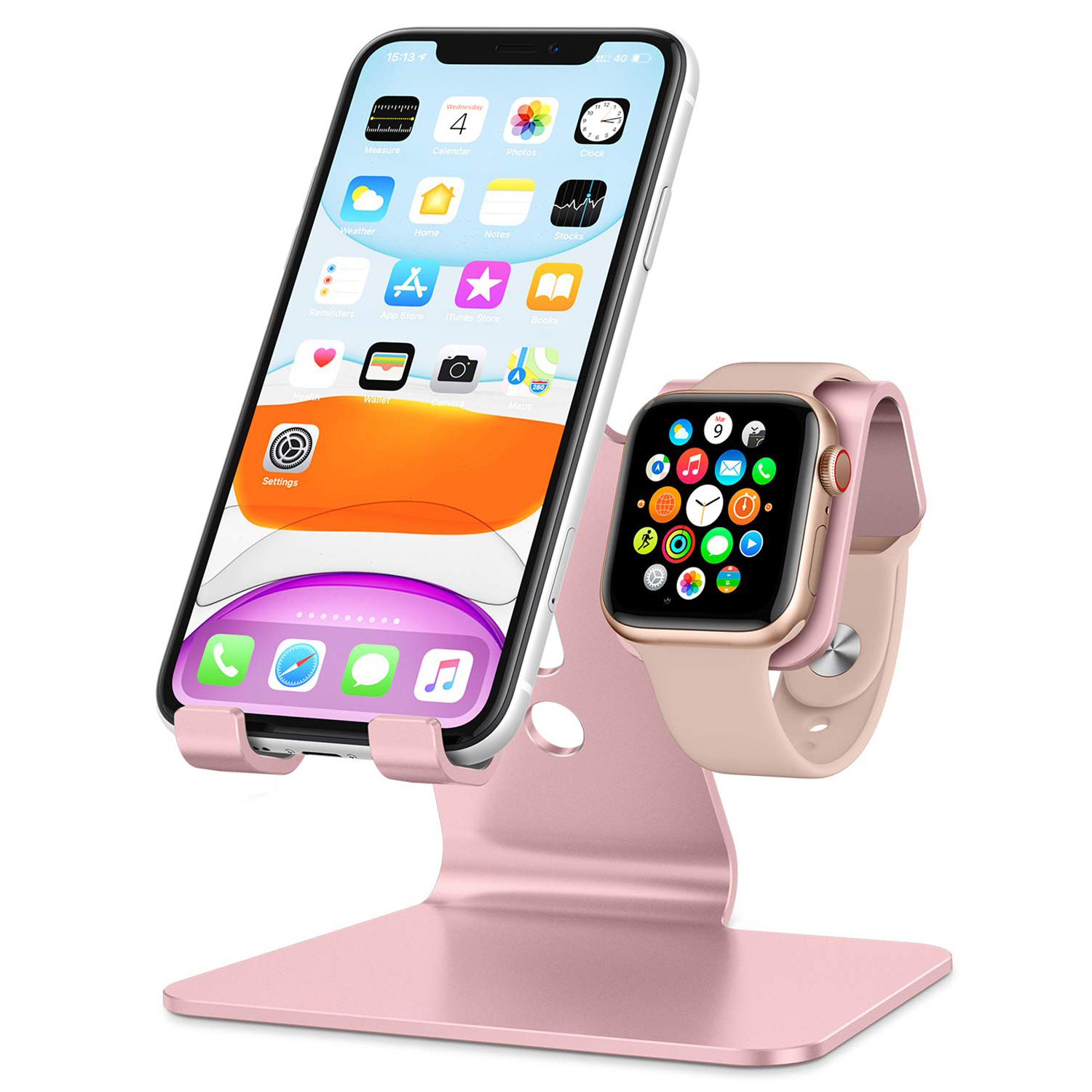 Stativ för apple watch  - 2 in 1 universellt skrivbordsställ för iphone 15 14 13 12 11 alla serier och apple watch-serien: Lila