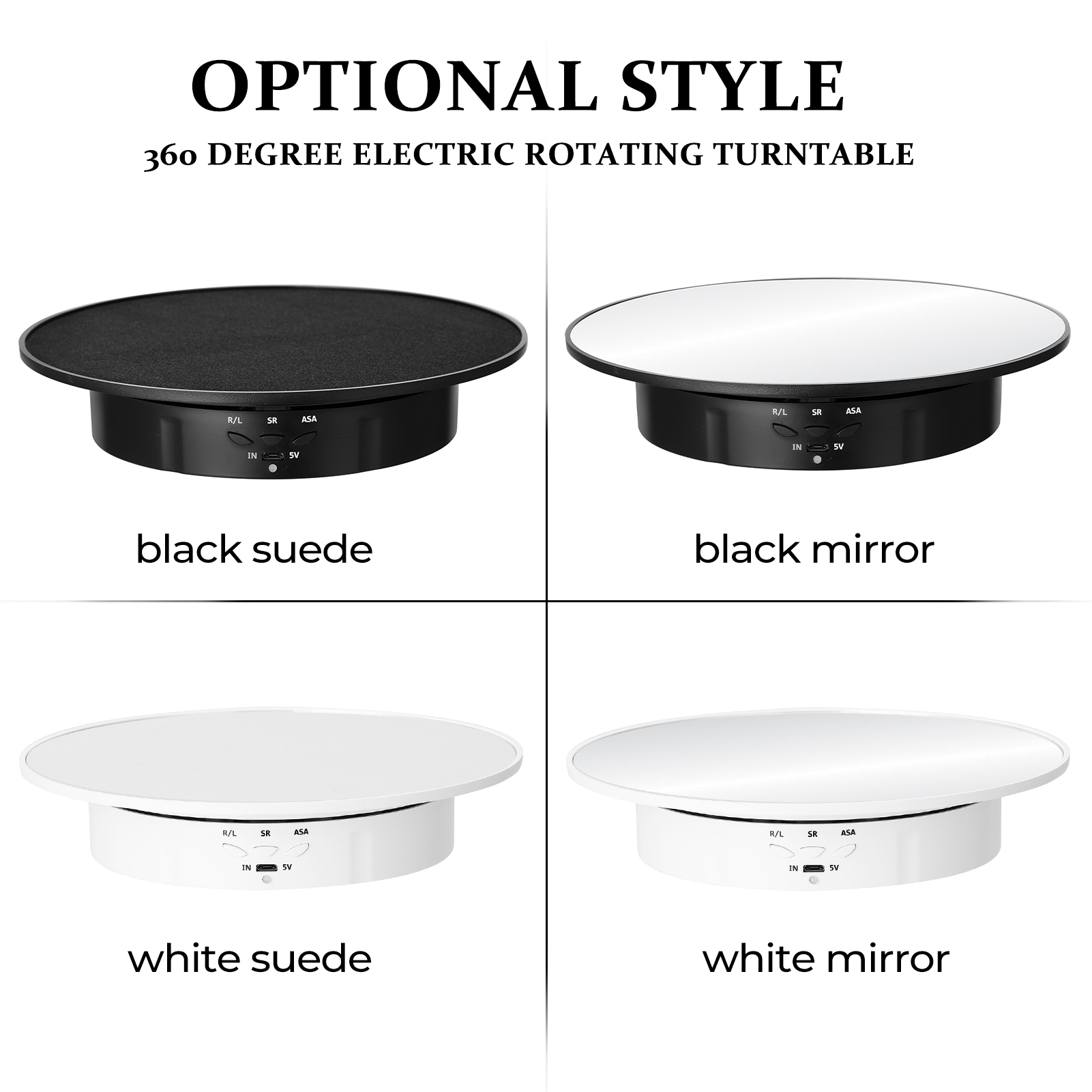 Présentoir rotatif électrique à 3 vitesses, plateau tournant à 360 degrés, porte-bijoux, batterie/alimentation USB pour photographie