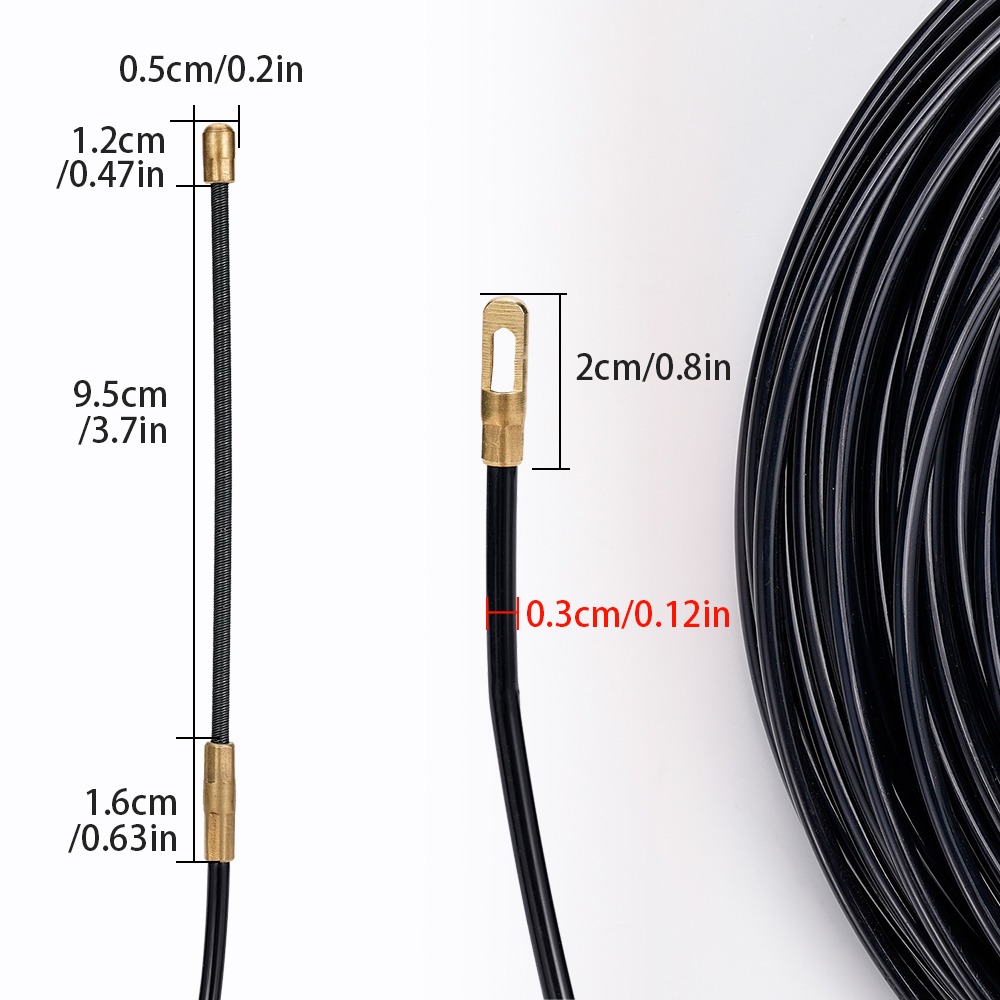 3mm Cable Guide Push Puller Nylon Fiberglass Electric Cable Gland Rodder Fish Tape Wall Wire Puller Conduit 5/10/15/20/25/30/40M