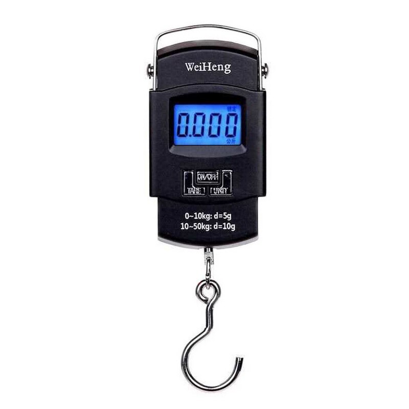 Junejour 50Kg/10g LCD Digitale Bagage Schaal draagbare Backlight Opknoping Haak Elektronische Weegschaal Vissen Reizen Gewicht Balance schaal: 50kg hook