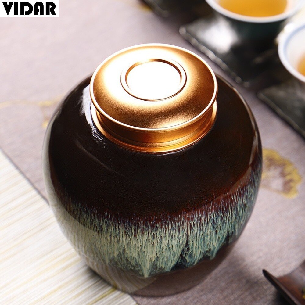 Vidar ovenwissel thee blikken keramische verzegelde blikken huishoudelijke pu'er guanyin thee verpakkingsdoos zwarte aardewerk opslag wake thee blikken