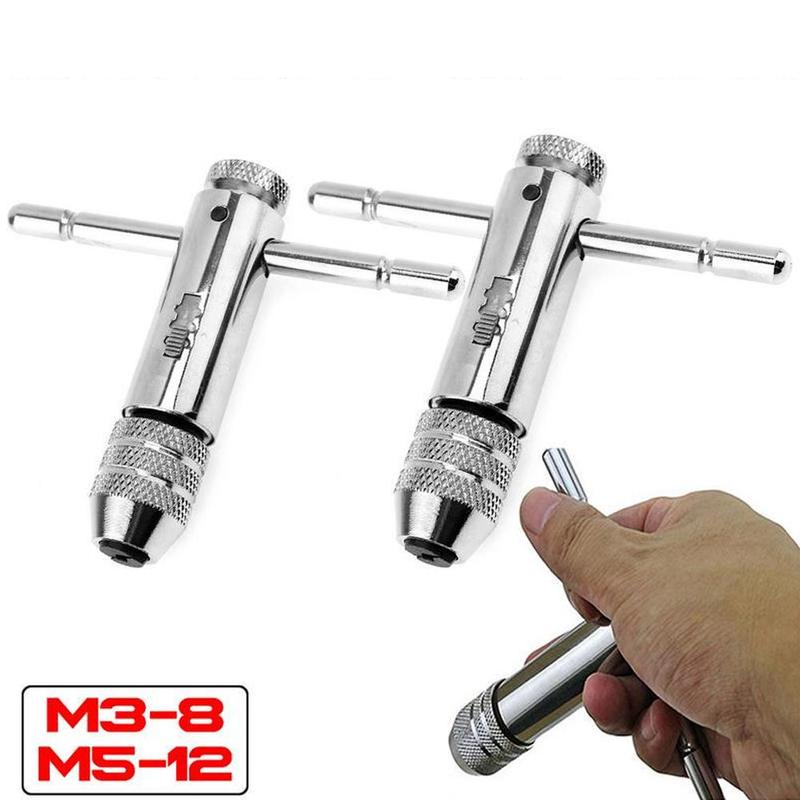 1Pc M3-M8 M5-M12 Verlengen Omkeerbare T Bar Handle Ratchet Voor Tap Sterven Kranen Sleutels Draad Tapping Wrench Verstelbare Houder tool