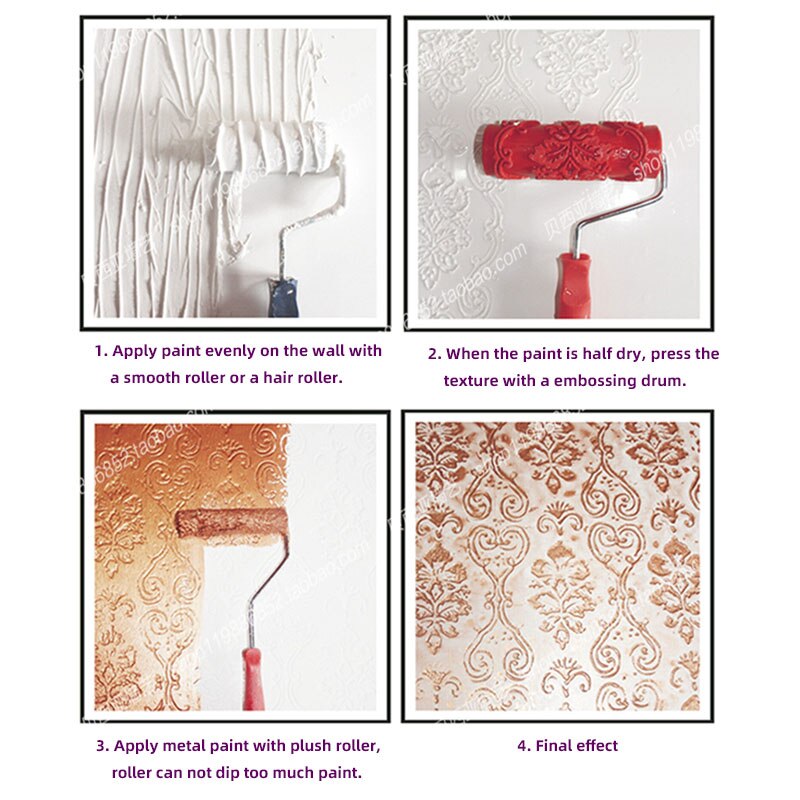 7 zoll Muster Roller pinsel Silica gel Farbe roller Geprägte Textur Malerei Werkzeuge für Wand Dekorative Haushalt Pinsel