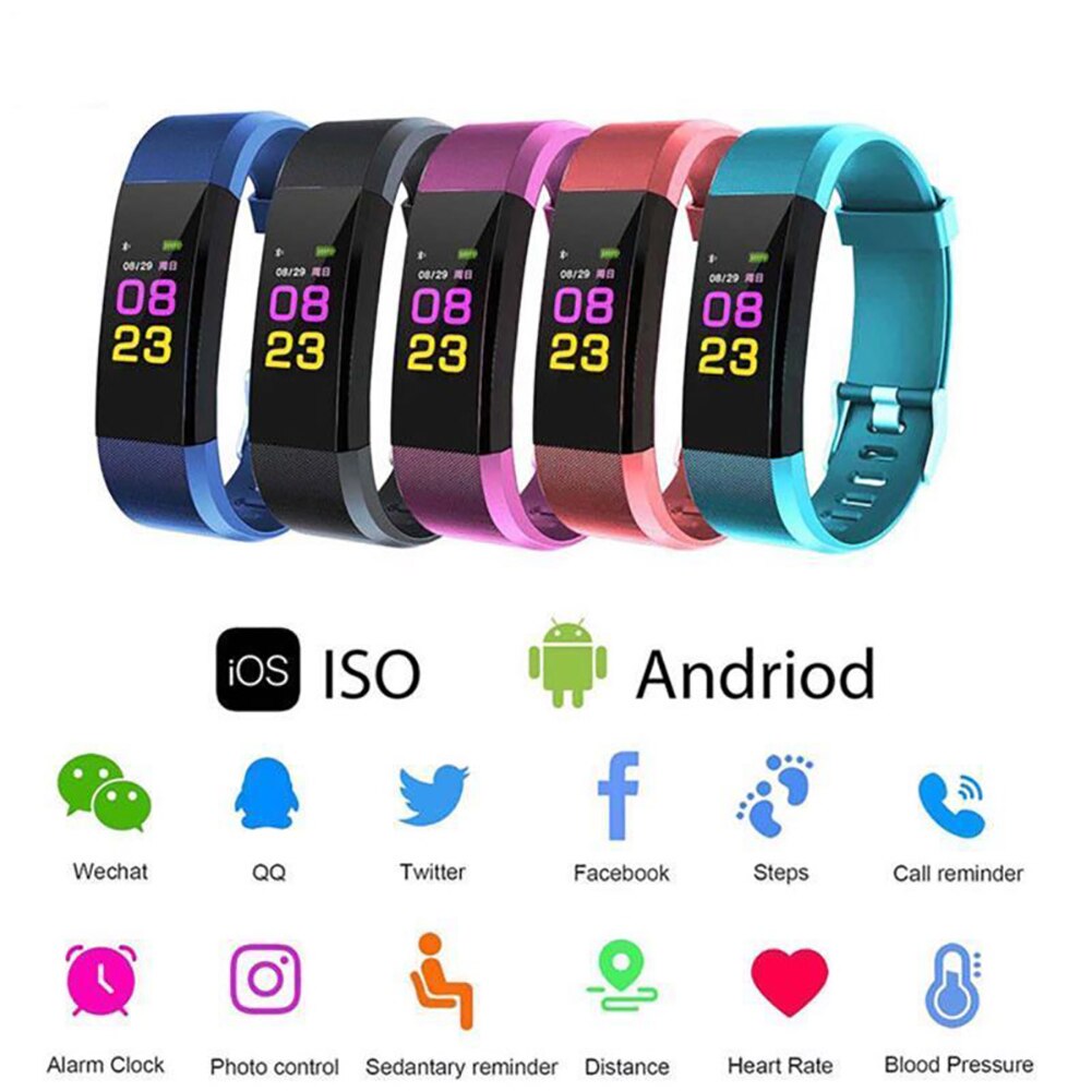 ID115HR PLUS Smart Bracelet Sports Wristband With Heart Rate Monitor Fitness Tracker Band Watch for Xiaomi Phone pk id115plus