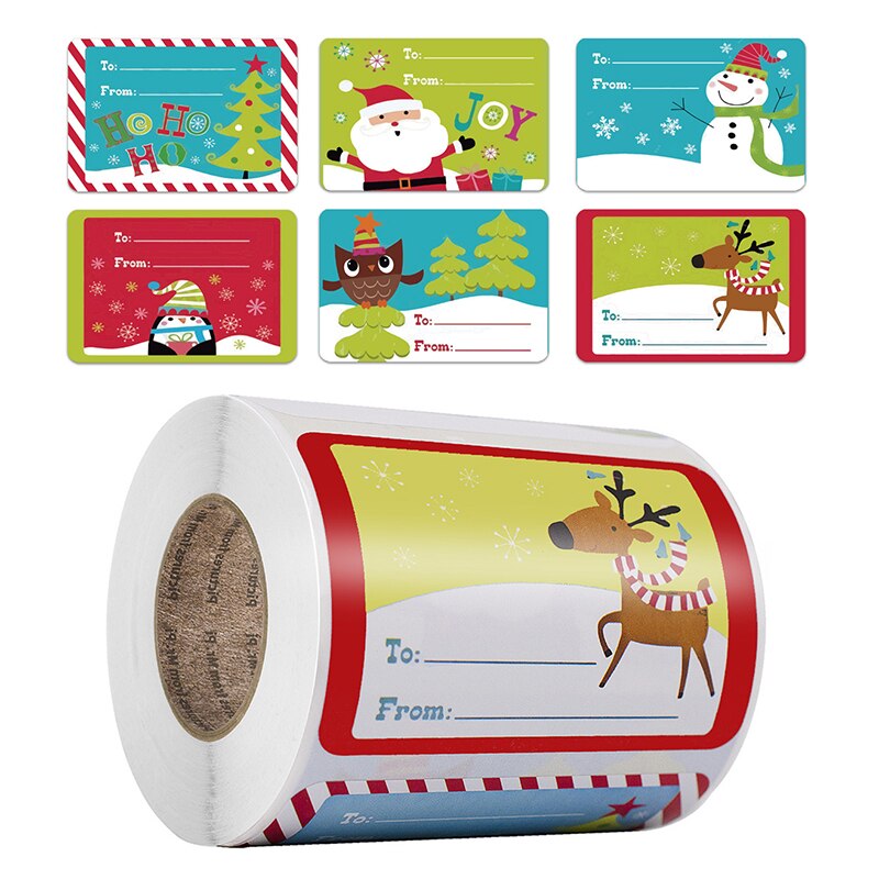 250pcs/roll Merry Christmas Kraft Handmade Sticker Card Box Package Sealing Stickers: A
