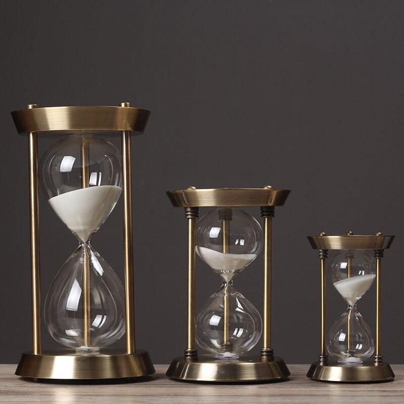 Retro metal time hourglass pendulum timer Sand Timer Wooden Hour Glass Clock Home Decoration Decor