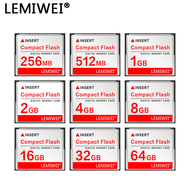 Cartão de memória Lemiwei 256MB 512MB Cartão flash compacto 1GB 2GB 4GB Cartão CF 8GB 16GB 32GB 64GB Cartão Compactflash para câmera