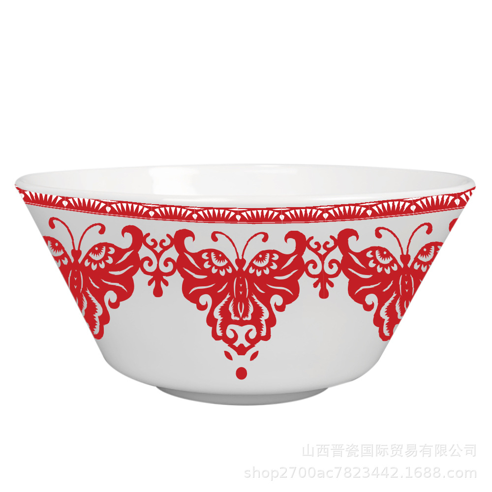Chinese Plate Set Butterfly paper-cut bone china tableware set household fruit plate dessert tableware: 6-inch Garden Bowl