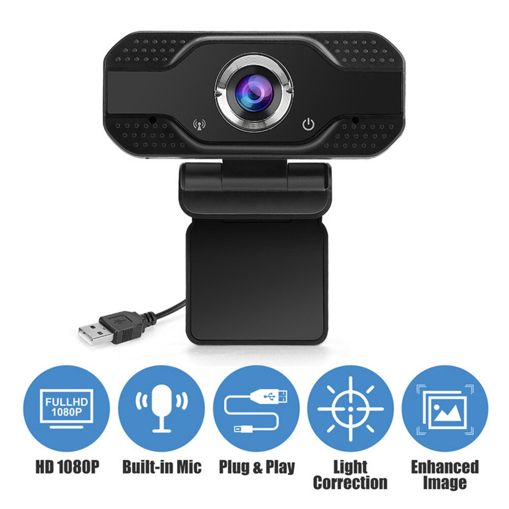 USB Wencam 2MP 1080P HD Computer PC USB 2.0 Webcam Live Online Conference Teaching Portable Web Camera with Microphone