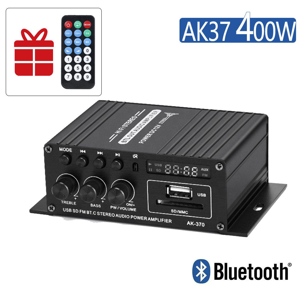 Amplificador Bluetooth AK380, 800W, Audio HiFi, Karaoke, cine en casa, 2 canales de potencia, Clase D, USB, SD, AUX,: orange
