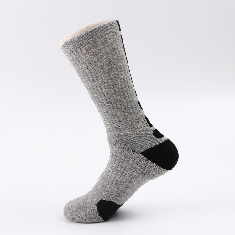 Classic High-top Towel Sports Socks Men Terry Thick Non-slip Elite Basketball Socks Outdoor Running Cycling Socks SKG002: gray