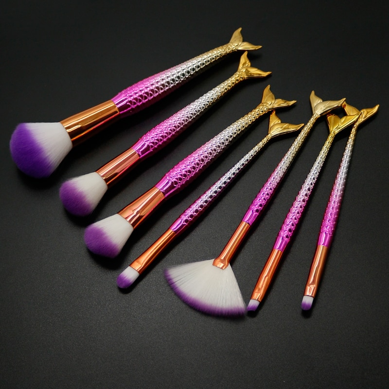 Faybeauty 7 stk makeup børster sæt øjenskygge/øjenbryn/foundation børste skønhed cosmetiquera værktøj base kosmetik kit