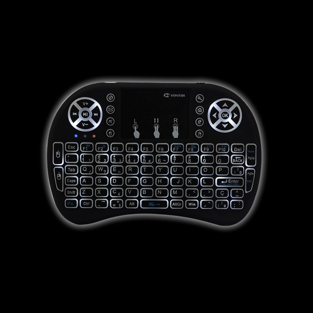Vontar Backlight I8 Engels Russisch Spaans 2.4 Ghz Wireless Keyboard Air Mouse Touchpad Backlit Voor Android Tv Box Mini Pc