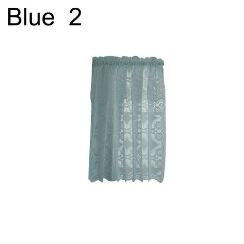 Paravent en dentelle à motif délicat de fleurs, 3 tailles, blanc et bleu, pour fenêtre de balcon, rideau court en gaze, cantonnière de cuisine, décoration de maison: Blue 2