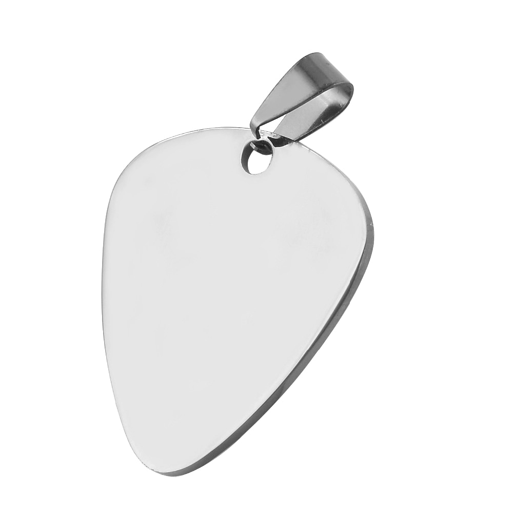 5 colors Stainless Steel Guitar Pick Pendant ID Necklace Unisex without chain double side polish
