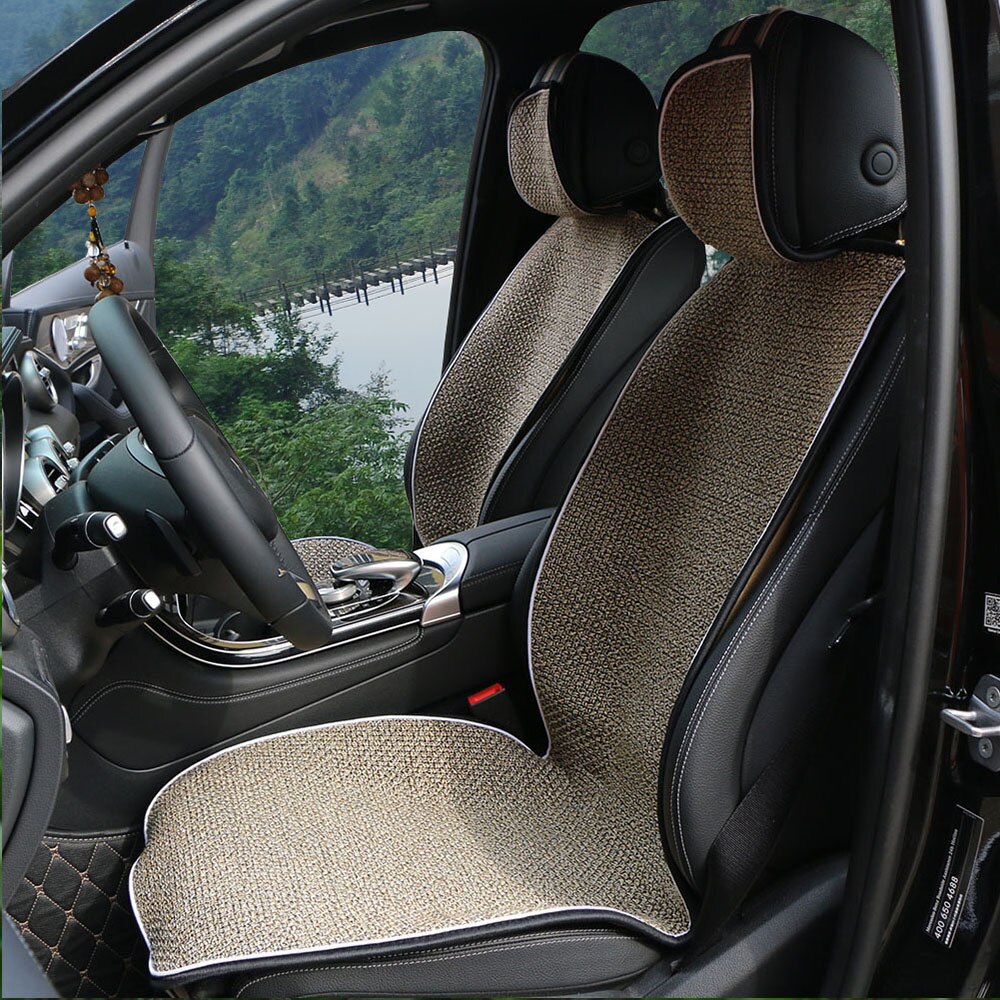 Funda de lino Artificial para asiento de coche, cobertor Universal de cojín para la mayoría de coches, otoño e invierno, 2 unidades