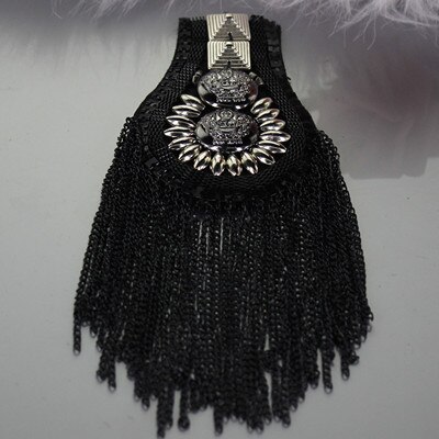 Strass Kralen Kristal Motieven Chain Fringe Patches voor Kleding Schouder Badge Naaien Garment DIY Craft B158: black