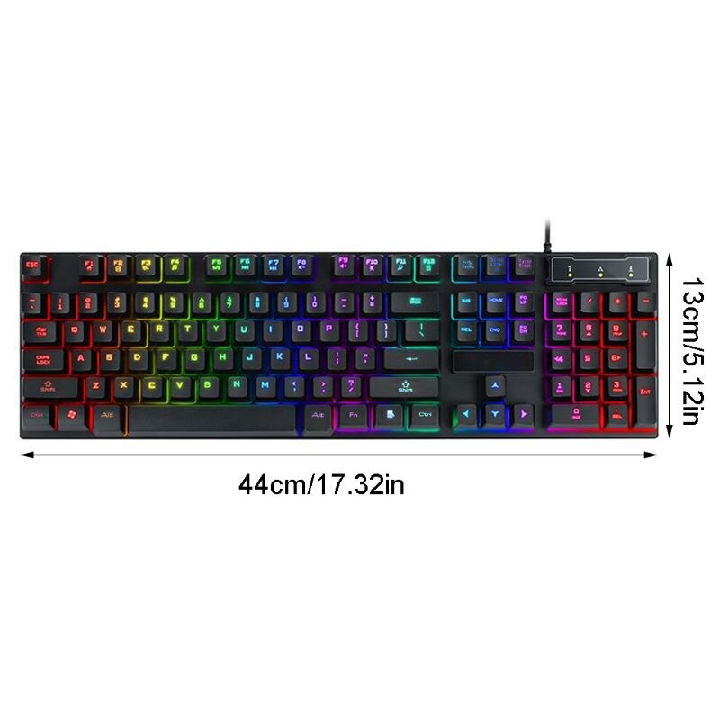 USB Wired Gaming Keyboard 104 Key Mechanical Feeling Gamer Keyboard for Computer M2EC