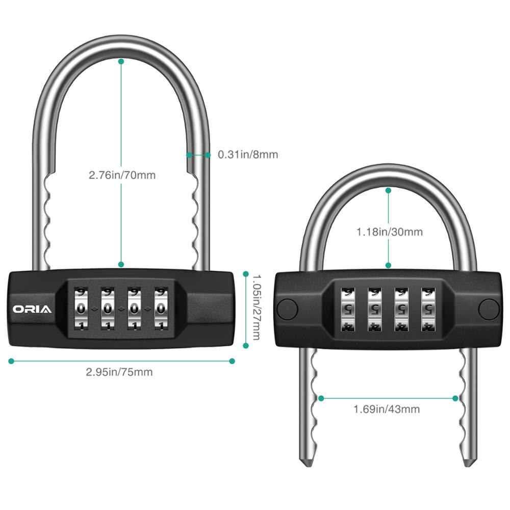 Multifunctional U-Shape Security Padlock Combination 4 Digit Locker Luggage Cabinet Lock Toolbox Door Door Padlock