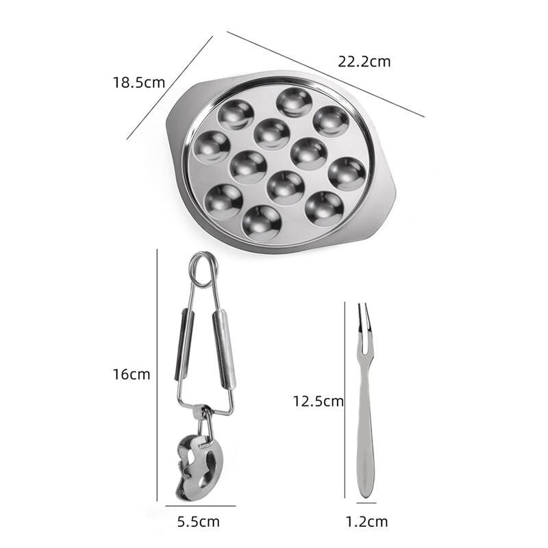 1 Set of Snail Plate Serving Plate Stainless Steel Escargot Dish Kitchen Plate