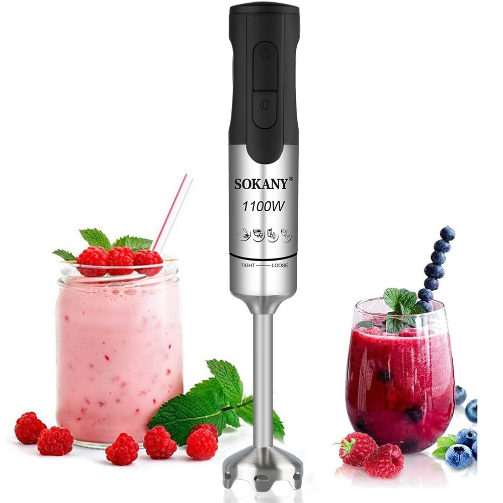 Elektrisk mixer 1100w 2 hastigheter i rostfritt stål kök frukt grönsak nötter juice smoothie barnmat mixer bärbara stavmixer
