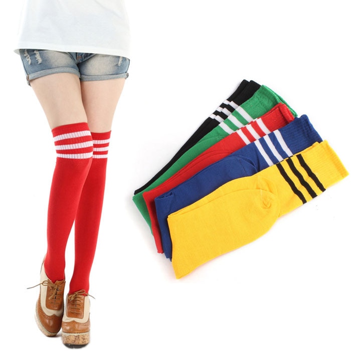 1 Pair THIGH HIGH SOCKS Over Knee Girls Womens Cheerleader Japanese Harajuku skateboard Japanese Cotton ladies socks skarpetki