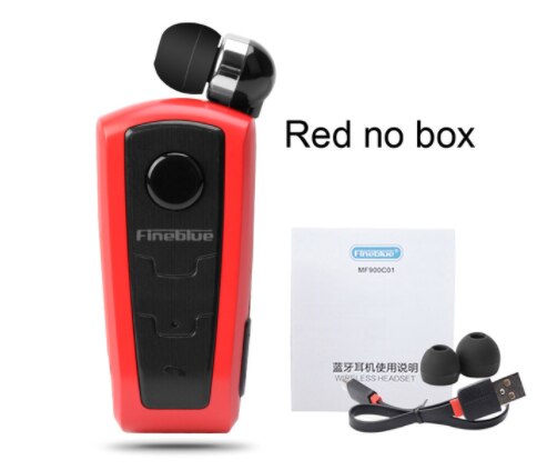 100% Original Fineblue F910 Wireless Bluetooth V4.0 Headset In-Ear Vibrating Alert Wear Clip Hands Free Earphone For Smartphones: Red no box