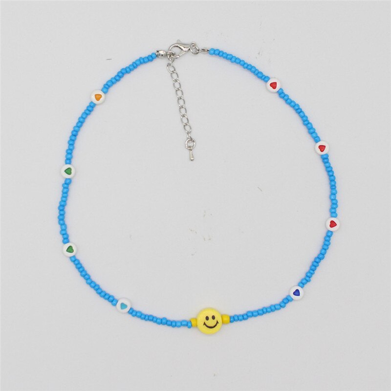 Bohemia Handmade Rainbow Beads Personality Random Color Heart Choker Necklace Women&#39;s Smiley Clavicle Collares Jewelry: 6