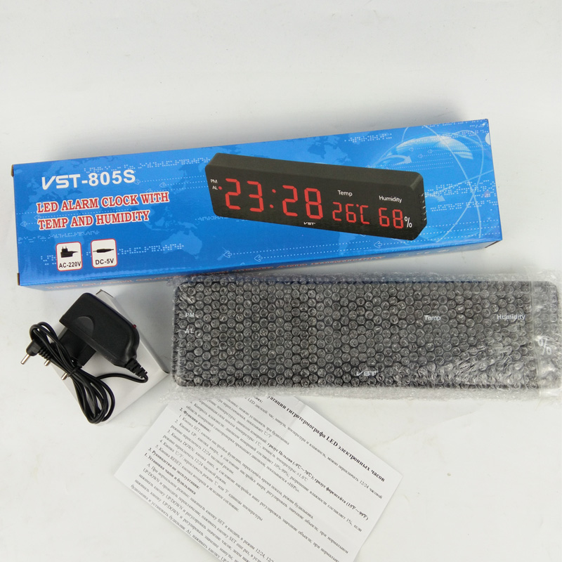 Big Number Large LCD Digital Wall Clock with Temperature humidity horloge mural Electronic Table Watch Desk Alarm Clock