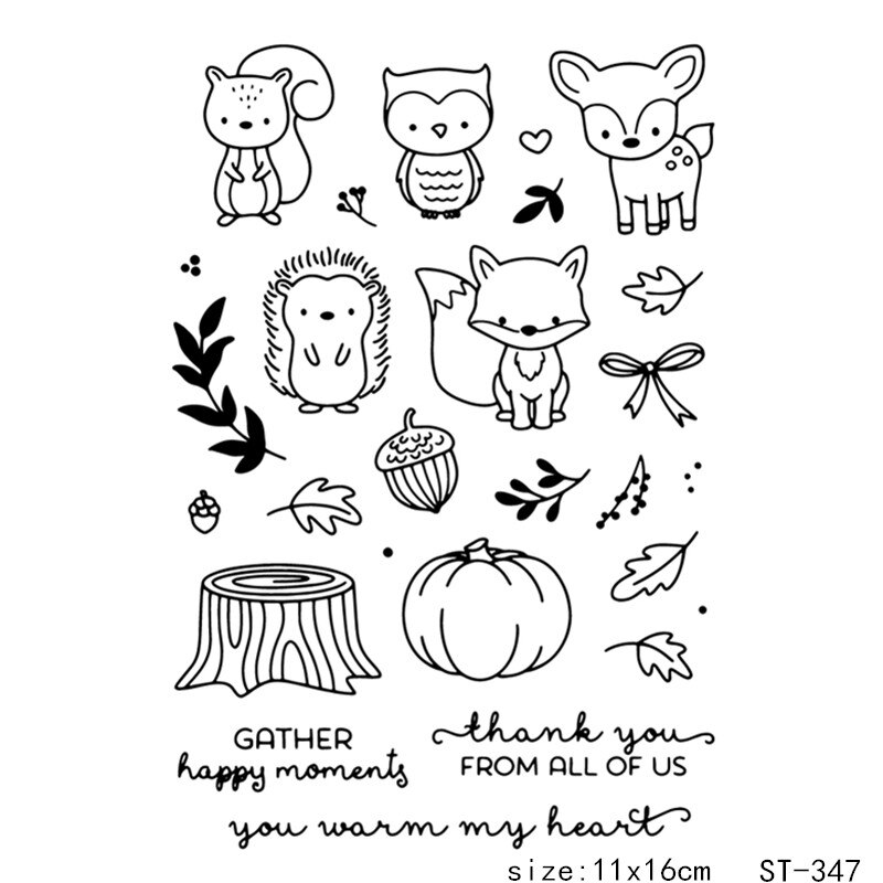 Forest Animals Clear Silicone Stamp/Seal for DIY Scrapbooking/photo Album Decorative Clear Stamp Sheets: clear stamps347