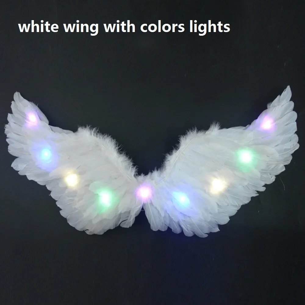Princess Women Kids LED Glow Light Angel Feather Wing Fairy Girls Props Party Costume Wedding Decoration Christmas Halloween