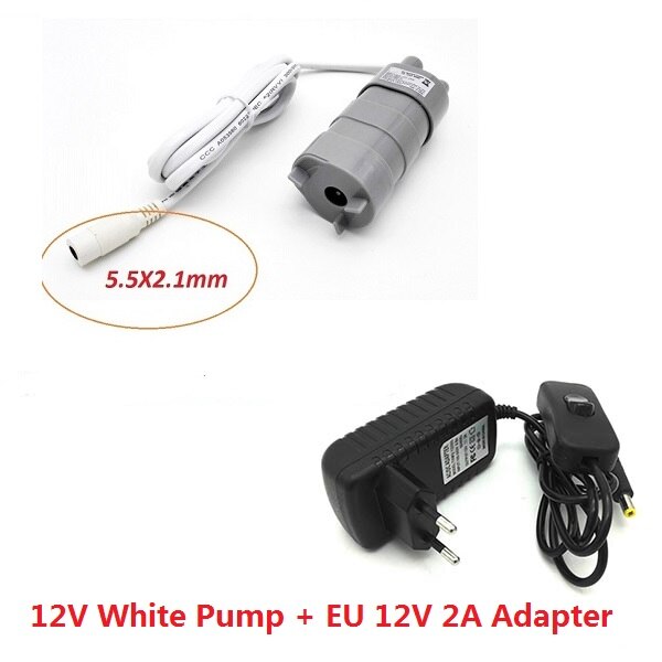 Beste 12V 24V 600L/H JT500 Hoge Druk Dc Dompelpomp Drie-Draad Micro motor Waterpomp Met Adapter: 12V White EU 12V 2A