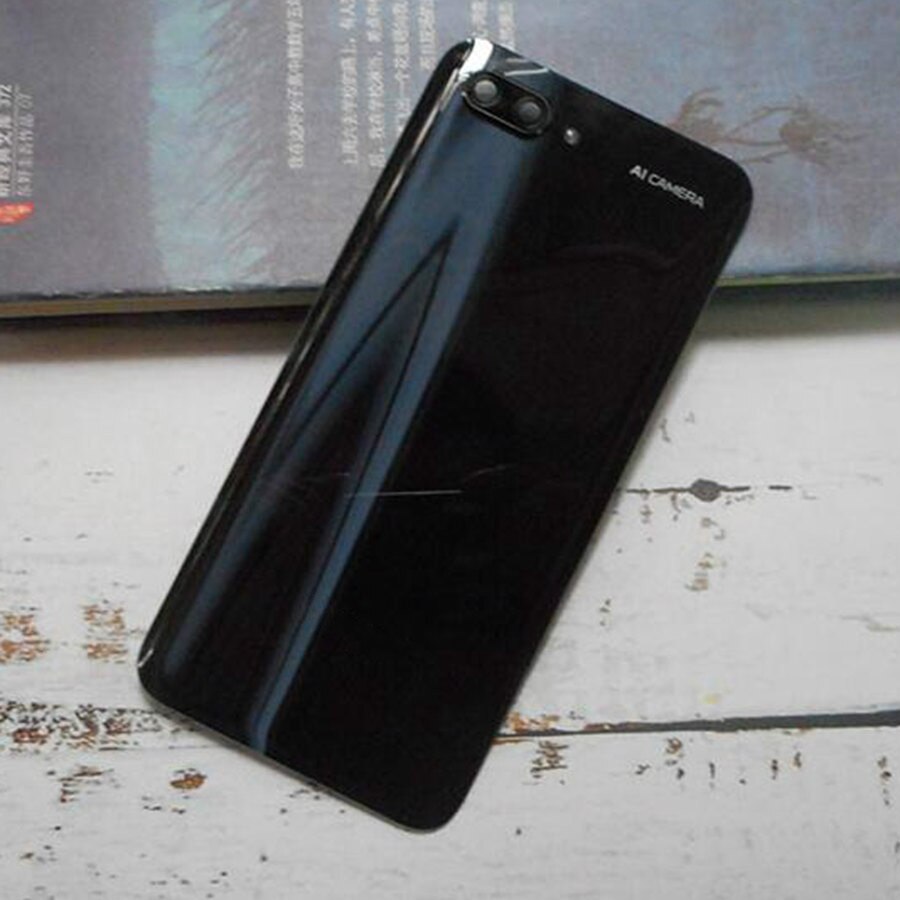Takalasi huawei honor 10:lle takakannen kotelo takakameran linssillä honorille 10 paristoluukun takakannen col -l29 vaihto: Musta objektiivilla