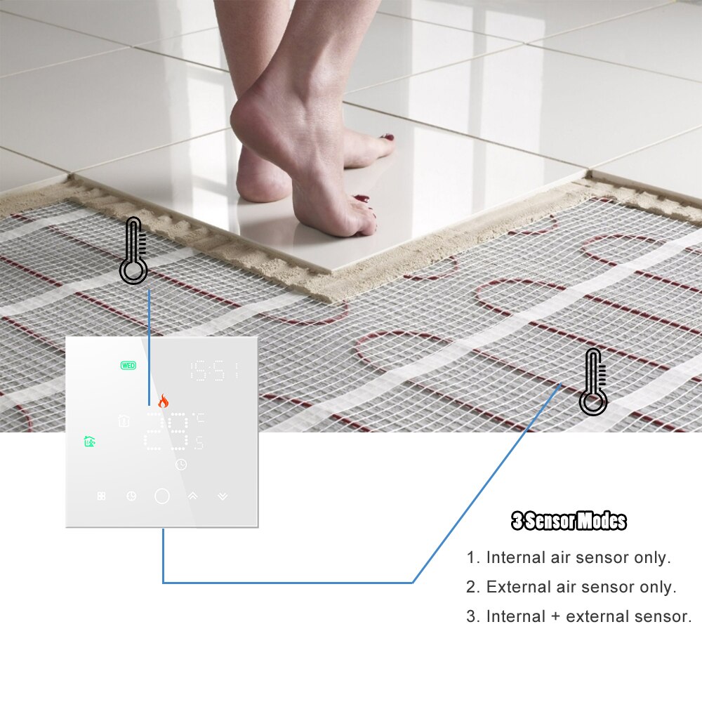 MJZM-termostato WiFi para caldera eléctrica/de agua/Gas, calefacción inteligente para el hogar, funciona con Alexa, TUYA y Google