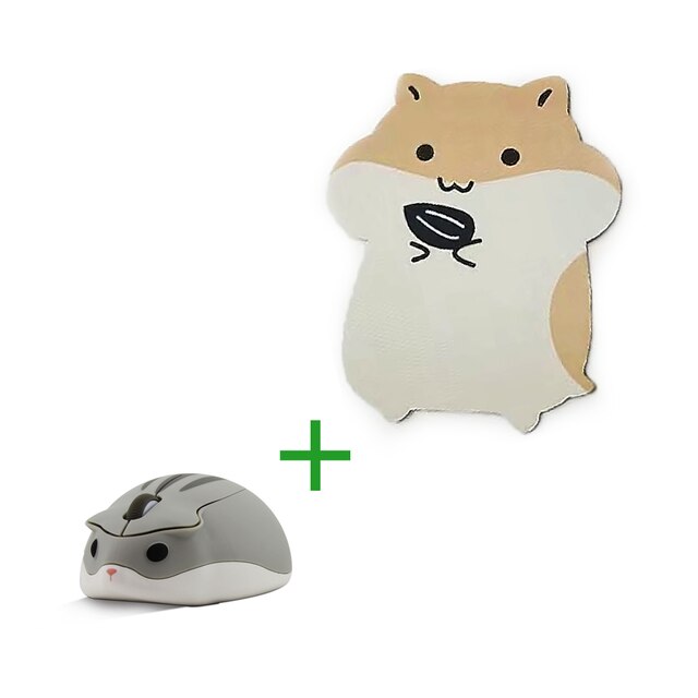 CHYI 2.4G Wireless Mouse Cute Hamster Mause 1200 DPI USB Mini Optical Computer Mice For Girl Kids Laptop Notebook: Gray Combo