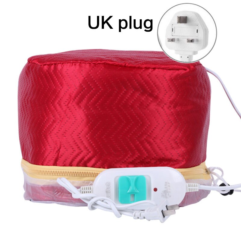 Máquina de vapor con tapa térmica para el cuidado del cabello, máquina de vapor eléctrica para el cuidado del cabello, con 3 engranajes de aceite horneado: Red UK Plug