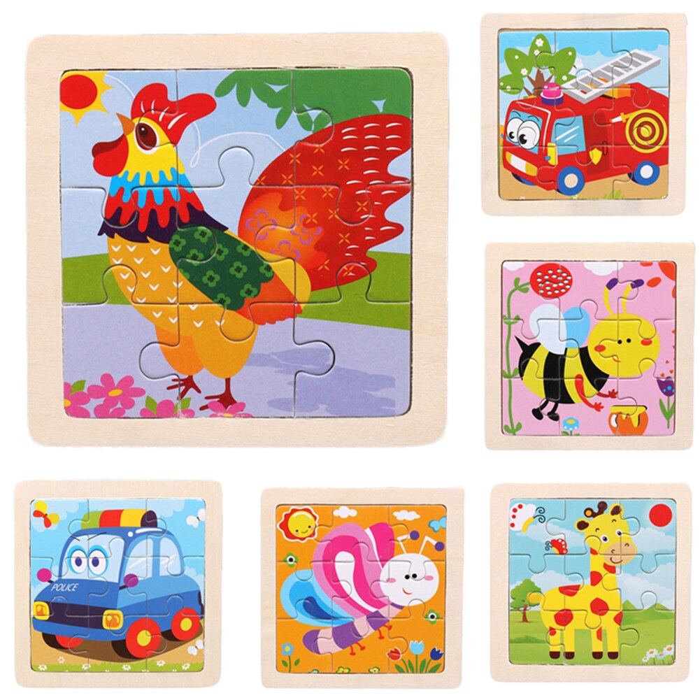 9Pcs di Sicurezza In Legno Animali Del Fumetto Del Modello Per Bambini FAI DA TE Del Campione di Puzzle di Puzzle Del Giocattolo di Apprendimento Istruzione Pannello Set