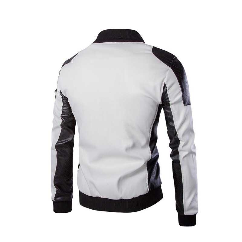 Män vita skinnjackor och rockar pu matchar färg överrock m -5xl ayg 94