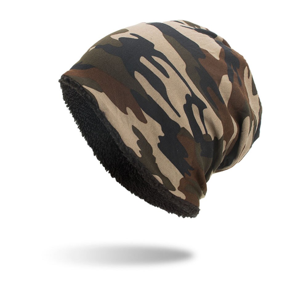 Kvinder mænd varm baggy camouflage hæklet vinteruld uld ski beanie skull caps hat шапка кепка czapka zimowa baseball spand #t2: Kaffe