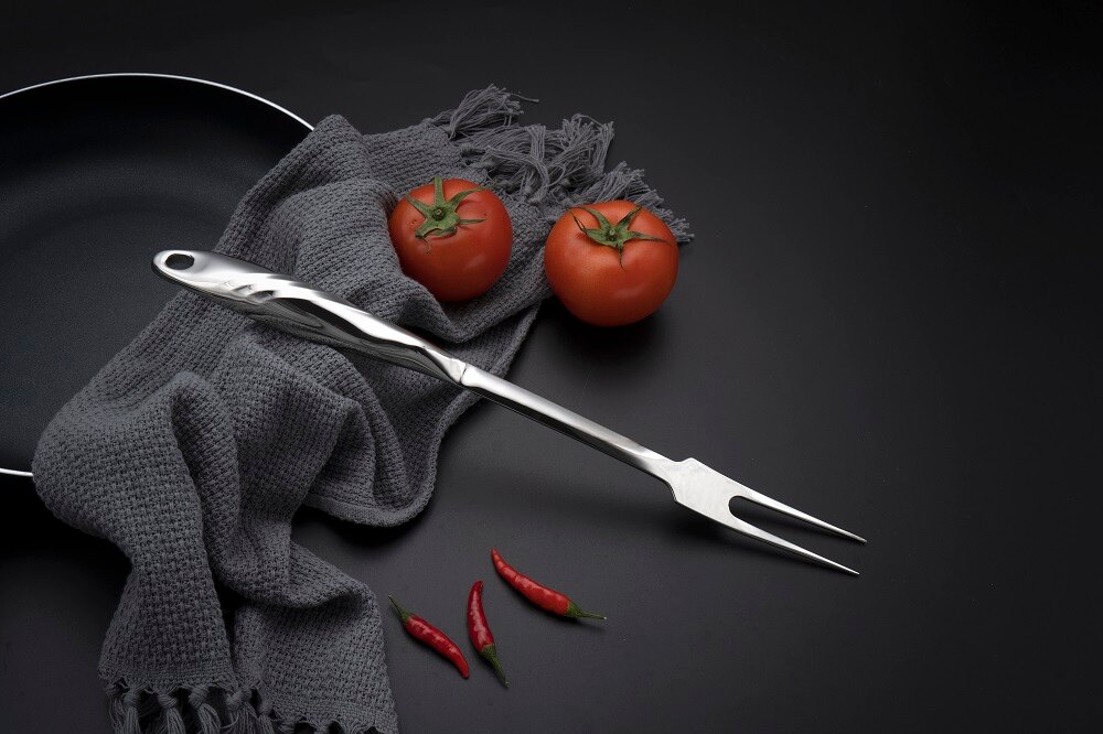 Kitchen Utensils Stainless Steel Light Luxury Spoon Ladle Skimmer Fork Potato Masher Slotted Turner Cookware Tool: Meat fork