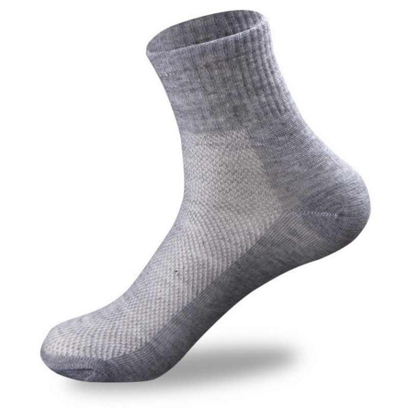 Meias masculinas, cada pacote com 5 pares de meias de malha de poliéster, masculinas, esportivas, de algodão, confortáveis, para o verão