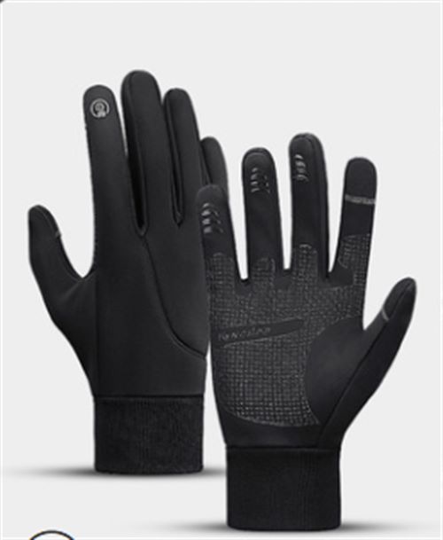 Guantes de equitación para deportes al aire libre, con cremallera, cálidos, a prueba de viento, impermeables, para pantalla táctil, para hombres y mujeres, Otoño e Invierno: black / M