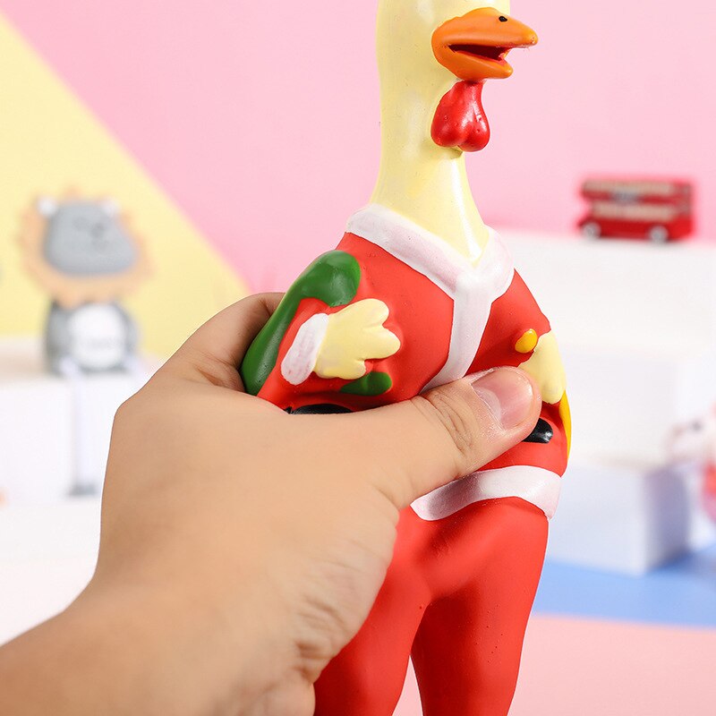 Screaming Chicken Pets Dog Toys Christmas Squeeze Squeaky Sound Funny Toy Safety Rubber For Dogs Molar Chew Toys