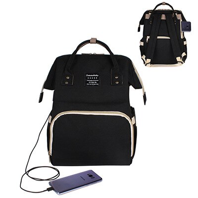 Mode Tas Voor Mama Koeler Handtas Multi Functie Sac Isotherme Rugzak Moeder Zak Opslag Vrouwen Tassen: USB style black