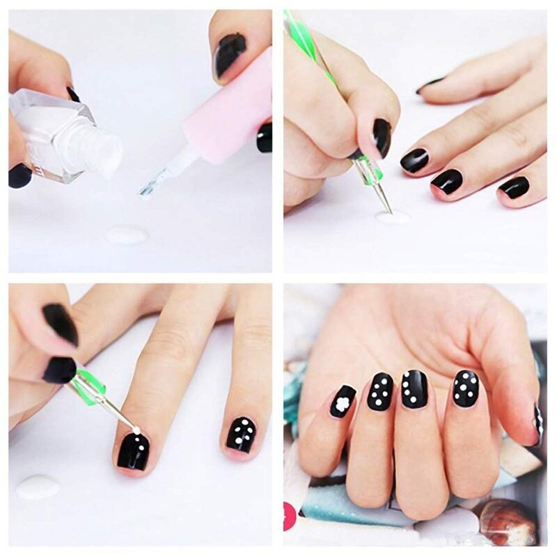 Juego de Herramientas de manicura para hacer puntos, accesorios para manicura, con 2 extremos, para estampado, pintura, 5 uds.
