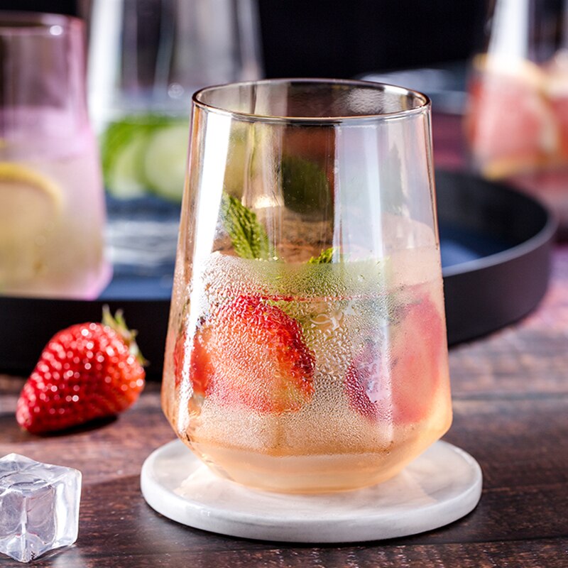Copo de água de vidro de cor simples criativo suco de frutas copo de bebida copo de bebida copo de leite menina copo de cerveja