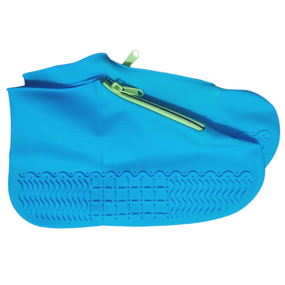 Couvre-chaussures imperméables en Silicone, surchaussures lavables, réutilisables avec fermeture éclair, résistantes aux bottes de pluie antidérapantes, pour hommes et femmes: blue / XL