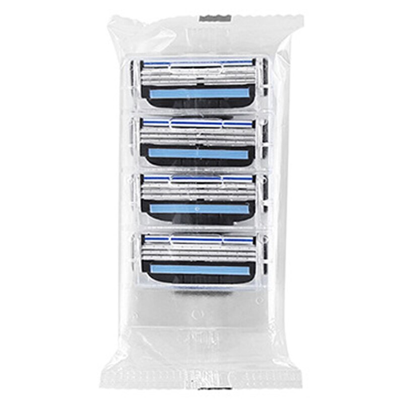 4 Stuks Mannen Veiligheid Scheermesjes 3 Lagen Scheren Cassette Rvs Veiligheid Bladen Baard Manual Scheerapparaat Vervanging hoofd