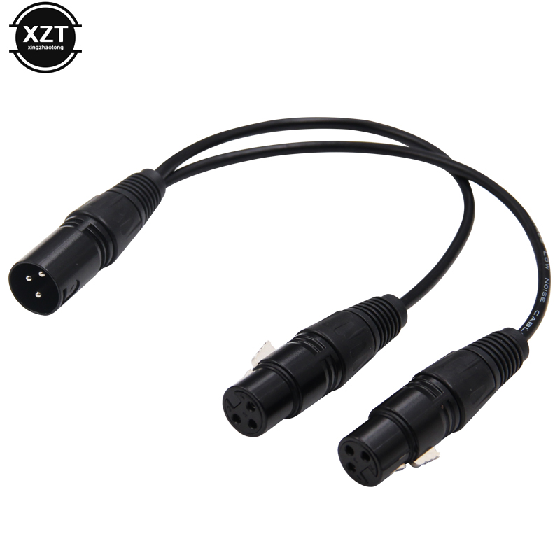 enchufe XLR macho de 3 pines a conector hembra doble Y divisor micrófono extensión de adaptador de Cable de DJ para reproductor de DVD micrófono